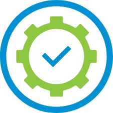 An icon with a checkmark at its center