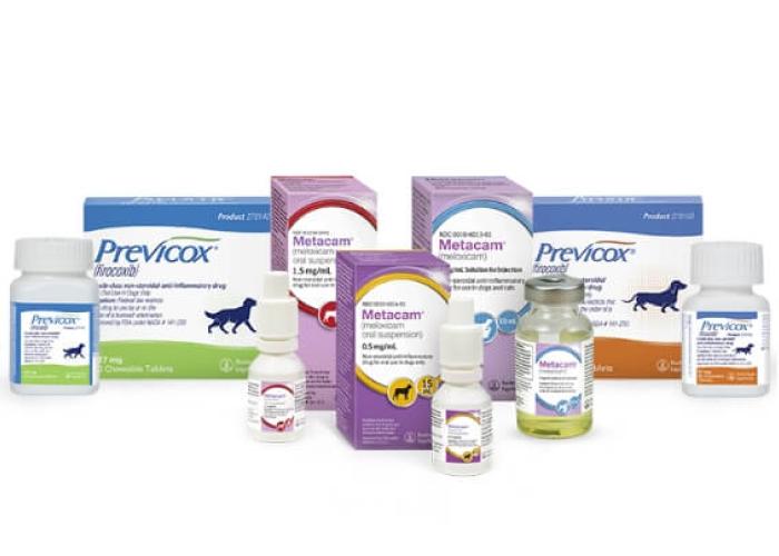 Display of the various Metacam and Previcox packages